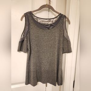 Rock & Republic Studded Open Shoulder Top